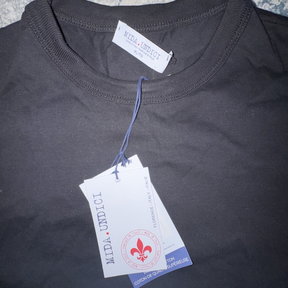 Mida Undici Italy T-Shirt Black XL Short Sleeve Crew Neck NWT